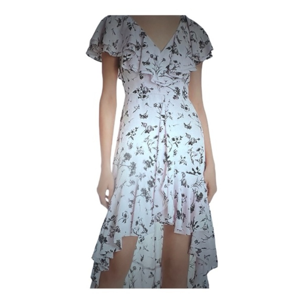 Aidan Mattox pink‎ floral High Low Ruffled Chiffon dress size 0